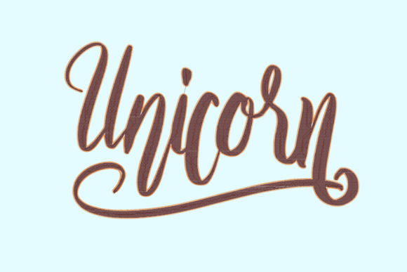 Unicorn Brown Lettering for Holiday Embroidery